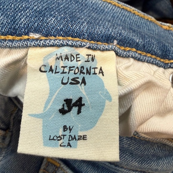 Lost Daze | Star Patch Selvedge Blue Jeans Raw Hem | Men's 34 - Picture 9 of 11